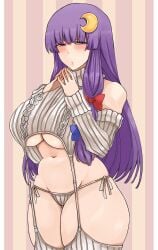 1girls big_breasts patchouli_knowledge touhou underboob washiwa