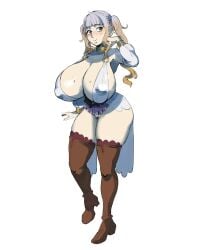 1girls alternate_breast_size big_breasts big_butt black_bulls black_clover blush female female_only fusion golden_dawn green_eyes long_hair mimosa_vermillion no_bra no_panties noelle_silva pigtails pubes pubes_exposed pubic_hair scharlottelambo solo