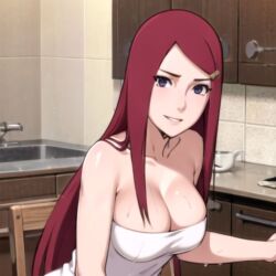 ai_generated kushina_uzumaki long_hair milf naruto naruto_(series) purple_eyes red_hair towel towel_over_breasts uzumaki_kushina