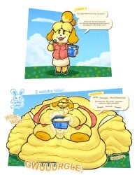 1girls animal_crossing bbw belly big_ass big_belly big_breasts blob breasts butter chubby chubby_cheeks chubby_female curvy dialogue double_chin eating fat fat_ass fat_belly fat_butt fat_cheeks fat_face fat_folds fat_rolls fat_thighs fat_woman female food gluttony huge_ass huge_belly huge_breasts huge_thighs hyper_ass hyper_belly hyper_breasts hyper_thighs ice_cream immobile isabelle_(animal_crossing) large_ass large_belly large_breasts large_thighs messy morbidly_obese morbidly_obese_female naked nipples nude obese obese_female overweight overweight_female rushrabbit slob speech_bubble ssbbw stomach_noises stomping stuffing text thick_arms thick_thighs tight_clothing time_skip ussbbw weight_gain wobble wobbling