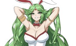 1girls breasts bunnysuit female female_only fgsketch green_eyes green_hair kid_icarus nintendo palutena solo