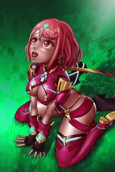 1girls exhibitionism female large_breasts nintendo outdoors pyra red_eyes red_hair short_hair skltn video_game xenoblade_(series) xenoblade_chronicles_2