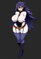 ai_generated big_ass big_breasts black_hair cuffs_(clothing) eyemask hero_outfit_(mha) heroine long_hair midnight_(my_hero_academia) my_hero_academia nemuri_kayama wide_hips