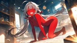 1girl1futa 1girls ai_generated back_view chile chilean chirritox computer condom dick discord female grey_hair hispanic hispanic_virtual_youtuber hispanic_youtuber indie_virtual_youtuber indie_vtuber l latino long_hair masturbation nude nude_female panties red_body red_skin server streamer streamers twintails twitch twitching vtuber vtuber_persona vtuberfanart youtube youtuber, youtuber_girl youtubers