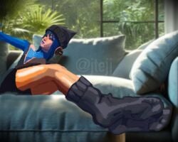 bondage bound clean_foot feet femdom foot_fetish foot_focus foot_lick foot_worship fortnite hope_(fortnite) jtejj large_socks looking_away pov sleeping socks