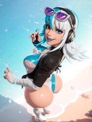 1girls absurd_res ai_generated ass beach beach_background blue_eyes blue_hair blue_lipstick breasts curvy curvy_body curvy_female curvy_figure different_eye_color eyewear_on_head fat_ass feet feet_together female female_only from_above from_behind glasses half-dressed half_naked half_nude headphones heterochromia hi_res high_resolution highres huge_ass huge_breasts legs legs_together looking_at_viewer looking_back looking_up luna_snow luna_snow_(marvel_rivals) marvel marvel_comics marvel_rivals multicolored_hair on_beach patreon pein red_eyes sand see-through_clothes see-through_clothing see-through_shirt shiny_skin smile smiling smiling_at_viewer socks standing sunglasses swimsuit swimwear thick_thighs thighs water watermark wet wet_ass wet_body wet_breasts wet_clothing wet_face wet_feet wet_legs wet_skin wet_thighs white_hair white_nail_polish