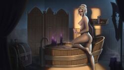 1girls 2024 areolae ass baldur's_gate baldur's_gate_3 bathtub breasts candle completely_nude completely_nude_female drow dungeons_and_dragons elf elf_ears elf_female medium_breasts minthara naked naked_female nipples nude nude_female pointy_ears solo solo_female tenebrisart white_hair