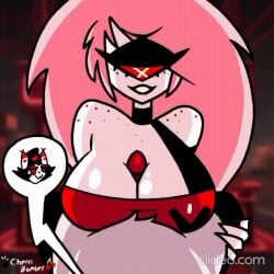 animated boobjob cherri_bomb cherri_bomb_(hazbin_hotel) furry hazbin_hotel husk_(hazbin_hotel) paizuri paizuri_under_clothes tagme titjob