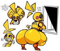 animatronic anthro_only bubble_butt chica_(fnaf) chicken curvaceous curvy curvy_female dat_ass digital_drawing_(artwork) enormous_ass fat_ass five_nights_at_freddy's five_nights_at_freddy's_2 gigantic_ass massive_ass nanodude78 phat_ass plump robot robot_girl round_ass scottgames sharp_teeth solo solo_female squatting thick_ass thick_thighs toy_chica_(fnaf) voluptuous_female wide_hips