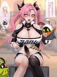 areolae big_penis cleavage futanari huge_breasts ikemeru19 nicole_demara panic penis_expansion penis_growth pink_hair proxy_(character) zenless_zone_zero