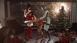 3d android animated ashley_williams ass bent_over breasts christmas cleavage dickgirl edi erection female from_behind futa_on_female futanari high_heels intersex kasumi_goto mass_effect mass_effect_3 no_sound penis robot ssppp thighhighs video