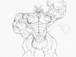 2016 anthro armpits balls big_balls big_muscles big_nipples big_penis bulge clothing darkdorito dragon flexing huge_balls huge_muscles hyper hyper_balls hyper_muscles hyper_penis ideckard male male_only muscular newdraconergraffiti nipples pec penis solo