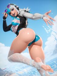 1girls absurd_res ai_generated ass beach beach_background blue_eyes blue_hair blue_lipstick breasts curvy curvy_body curvy_female curvy_figure different_eye_color eyewear_on_head fat_ass feet feet_up female female_only from_behind from_side glasses half-dressed half_naked half_nude headphones heterochromia hi_res high_resolution highres huge_ass huge_breasts legs looking_at_viewer luna_snow luna_snow_(marvel_rivals) marvel marvel_comics marvel_rivals multicolored_hair on_beach patreon pein red_eyes sand see-through_clothes see-through_clothing see-through_shirt shiny_skin side_view smile smiling smiling_at_viewer socks sunglasses swimsuit swimwear thick_thighs thighs water watermark wet wet_ass wet_body wet_breasts wet_clothing wet_face wet_feet wet_legs wet_skin wet_thighs white_hair white_nail_polish
