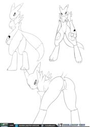 anthro breasts canine digimon female fox fur mammal monochrome nude pussy renamon urielmanx7