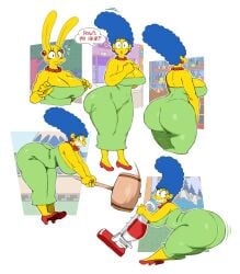 1girls angry beehive_hairdo big_ass big_breasts blue_hair bunny_ears curvy different_angle dress green_dress hammer heels housewife huge_ass huge_breasts large_ass large_breasts looking_at_viewer looking_away marge_simpson milf mother simple_background smile smiling sssonic2 surprised talking_to_viewer the_simpsons the_simpsons_arcade thick thick_thighs vacuum_cleaner various_positions voluptuous yellow_skin