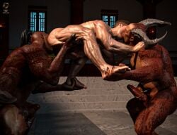 3boys ass big_penis dick fuck_and_suck general_shao goro johnny_cage men_of_atlus monster_boy mortal_kombat mortal_kombat_1_(2023) penis shao_kahn sucking_penis