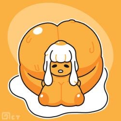 1girls animated ass bouncing_breasts breasts egg female_only food gigantic_ass gudetama gudetama_(character) huge_ass huge_breasts laying_down long_hair mob_face naked nipples nude octotron2000 sanrio self_upload solo solo_female thick_thighs white_hair wide_hips wobbling_ass