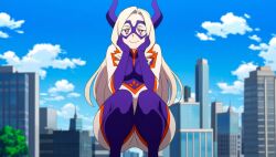 ai_generated big_ass big_breasts blonde_hair eyemask giantess hero_outfit_(mha) heroine long_hair mount_lady my_hero_academia wide_hips yu_takeyama