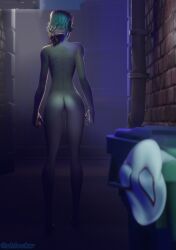 3d 3d_(artwork) across_the_spider-verse ass ass_focus blonde_hair enf exhibitionism exhibitionist gwen_stacy gwen_stacy_(spider-verse) naked naked_female nude spider-gwen spiderverse