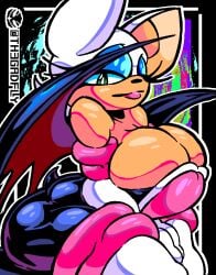 big_breasts muscular_female rouge_the_bat seductive sexy sonic_(series) th3gadfly winking_eye