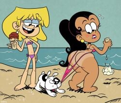 2girls beach bikini_bottom_pull canine carlota_casagrande fat_ass ice_cream lori_loud nickelodeon swimsuits the_casagrandes the_loud_house viacom zoda-z