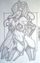 1girls 2006 black_and_white chaos_comics daikon_(artist) female female_only lady_death solo tagme