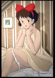 1girls 90s blush_stickers bow breasts brown_hair female human kiki kiki's_delivery_service light-skinned_female light_skin panties panties_down ra_nomonto short_hair sitting solo studio_ghibli tagme witch young