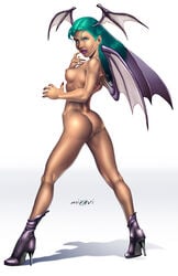 darkstalkers head_wings miravi morrigan_aensland small_breasts succubus succubus_wings tagme