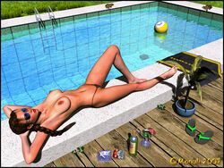 00s 1girls 2000s 2007 3d 4:3 blue-tinted_eyewear braid breasts brown_hair brown_hair_female female female_only human lara_croft lara_croft_(classic) long_brown_hair long_hair long_hair_female monuli nipples paheal palm_tree pool pool_ball poolside public_topless solo sunglasses thong tinted_eyewear tomb_raider topless