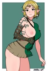 adelinayuri artist_name bare_thighs big_ass big_breasts blonde_hair bottomless crossplay female large_breasts link_(cosplay) nipples no_bra no_panties one_breast_out one_breast_out_of_clothes one_breast_visible princess_zelda signature tears_of_the_kingdom the_legend_of_zelda tights topless topless_female zelda_(tears_of_the_kingdom)