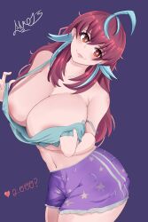 areola big_areola big_ass big_boobs big_breasts big_butt emikukis hispanic_virtual_youtuber mao13 multicolored_hair neckline nipples pijama semi_nude shirt_lift shirt_off shirt_pull taking_clothes_off thick_thighs virtual_youtuber vtuber