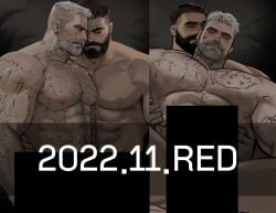 2boys abs bara beard blush body_markings censored chest_hair couple dated david_king_(dead_by_daylight) dbd dead_by_daylight dopey_(dopq) dopq facial_hair full_beard gay grey_hair hairy hands_on_another's_waist happy_sex heavily_censored kissing large_pectorals male_focus male_only mature_male multiple_boys muscular muscular_male nipples paid_reward_available pectorals profile sex short_hair sparse_chest_hair split_screen thick_beard thick_eyebrows torogao vittorio_toscano yaoi yy6242