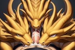 ai_generated blowjob cum_in_mouth female genderswap_(mtf) godzilla_(series) king_ghidorah