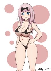 big_breasts bikini blue_eyes fujiwara_chika kaguya_sama_love_is_war myskart pink_hair