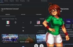 accelart angry_face big_ass big_breasts curvy defeated hourglass_figure mexican_female mexico-chan_(accelart) national_personification soccer soccer_uniform world_cup