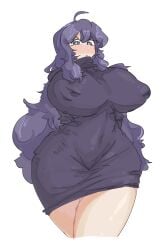 1girls big_breasts big_thighs black_hair blue_eyes blushing breasts dress fair-skinned_female fair_skin female female_only goth goth_girl hex_maniac huge_breasts human human_only leebongchun long_hair looking_at_viewer nintendo nipple_bulge nipples_visible_through_clothing npc_trainer pale-skinned_female pale_skin pokemon purple_hair shy_smile steam thick_thighs voluptuous