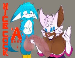 ? blue_fur cleavage dark-skinned_female dark_skin female furry garbageboxxxed grin holding_penis huge_balls huge_breasts huge_cock hyper hyper_penis kitsunami_the_fennec larger_female looking_at_viewer male musk_clouds nice_cock_bro pink_nose rouge_the_bat sega sharp_teeth sketch small_but_hung smaller_male sonic_(series) sonic_the_hedgehog_(comics) third-party_edit