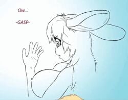 animated animated animated bendzz bunny_ears bunny_girl female female_only hand_to_paw hand_transformation human_to_anthro human_to_feral large_breasts long_hair nipples open_mouth paws shocked transformation wide_eyed