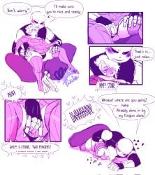 1boy 1girls 2d bigger_male blush comic english_text falling female fingering heart human human_female humanoid male moaning mothiepixie no_pants oc pussy_juice rubbing_pussy sans sans_au sex size_difference skeleton smaller_female talking text undertale_(series) undertale_au