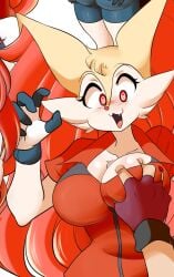 big_breasts braixen bray_(lucyfercomic) breast_grab breasts confused_expression female groping groping_breasts lucyfercomic pokémon_(species) pokemon pokemon_(species) surprised surprised_expression surprised_face swirly_eyes thick_thighs wide_hips