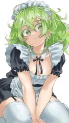 boku_no_hero_academia female furin0241 green_eyes green_hair maid maid_headdress maid_outfit maid_uniform my_hero_academia tooru_hagakure tooru_hagakure_(visible)