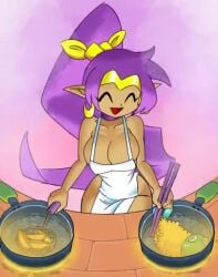 1girls animated apron apron_only bent_over big_breasts breasts chopsticks cleavage closed_eyes cooking dancing earrings edit food grease happy hips long_ears longer_than_30_seconds longer_than_one_minute magical_girl minus8 mp4 music naked_apron ponytail purple_hair shaking shantae shantae_(character) smile smooth_skin solo sound synced_to_music tagme thick_thighs thin_waist video wayforward wide_hips