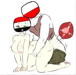 1boy 1boy1girl 1girls bad_edit big_ass big_breasts big_penis bitemarks countryhumans countryhumans_girl cum_in_pussy cum_inside drool egg flawsystyle impregnation iraq_(countryhumans) married_couple naked_female poland_(countryhumans) traced traced_art wedding_ring