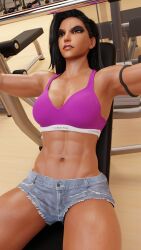 1girls 3d abs ass big_ass big_breasts blizzard_entertainment breasts burningastral dark-skinned_female dark_skin fareeha_amari female female_only fit fit_female gym mature_female milf muscular muscular_female overwatch overwatch_2 pharah solo solo_focus straight_hair tagme thick_thighs wide_hips