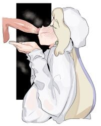 1girls female leebongchun long_hair melony_(pokemon) penis pokemon solo streaked_hair two-tone_hair very_long_hair white_hair white_hat