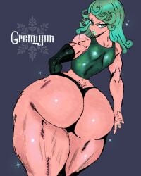 1girls armsleeves armwear ass ass_bigger_than_head ass_cleavage ass_expansion ass_focus big_ass big_thighs bimbo bimbo_body bimbo_lip bimbofication bulge bulge_through_clothing butt_crack butt_focus curly_hair curvaceous_figure doodle flat_chest giant_ass green_hair gremiyun hands_on_hips heavenly_ass huge_ass huge_thighs looking_at_viewer looking_back milf muscle_girl muscles muscular_female nails_painted one-punch_man petite plump_ass procreate_(software) short_hair sketch skintight_clothing small_panties small_waist stars strong_legs tank_top tatsumaki thong tornado_of_terror wide_hips