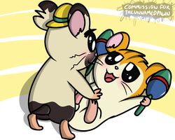 2016 abstract_background anal anal_sex animal_genitalia balls blush boss_(hamtaro) duo erection feral fur hamster hamtaro_(series) male male_only mammal penetration penis pokefound rodent sex simple_background smile stan_(hamtaro) tongue