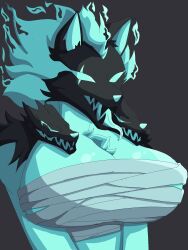 big_breasts blue_hair breasts cerberus cerberus_(fortnite) female female_only fortnite furry gatopng rule_63