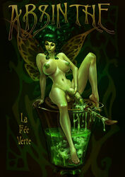 1futa absinthe absurdres advertisement alcohol areolae big_breasts big_hair big_penis breasts color completely_nude cum ejaculation eyeshadow fairy french_text futa_only futanari green_hair green_skin handjob highres hourglass_figure intersex knee_up large_breasts long_hair masturbation midriff n6str6m6 nipples nude penis semi-erect sitting slim solo testicles text veiny_penis wide_hips wings