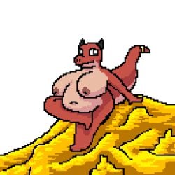 alternate_color animal_humanoid animated anthro belly big_breasts breasts breathing chillin_like_a_villain coin commissioned dragon dragon_humanoid female feral funnyman2 gold_(metal) gold_coin gold_jewelry horn humanoid jewelry looking_at_viewer markings mythological_creature mythological_scalie mythology overweight overweight_female red_body red_skin ring_(marking) ringed_tail scalie sitting slightly_chubby slightly_chubby_anthro slightly_chubby_female solo spot_color striped_markings striped_tail stripes tail tail_markings